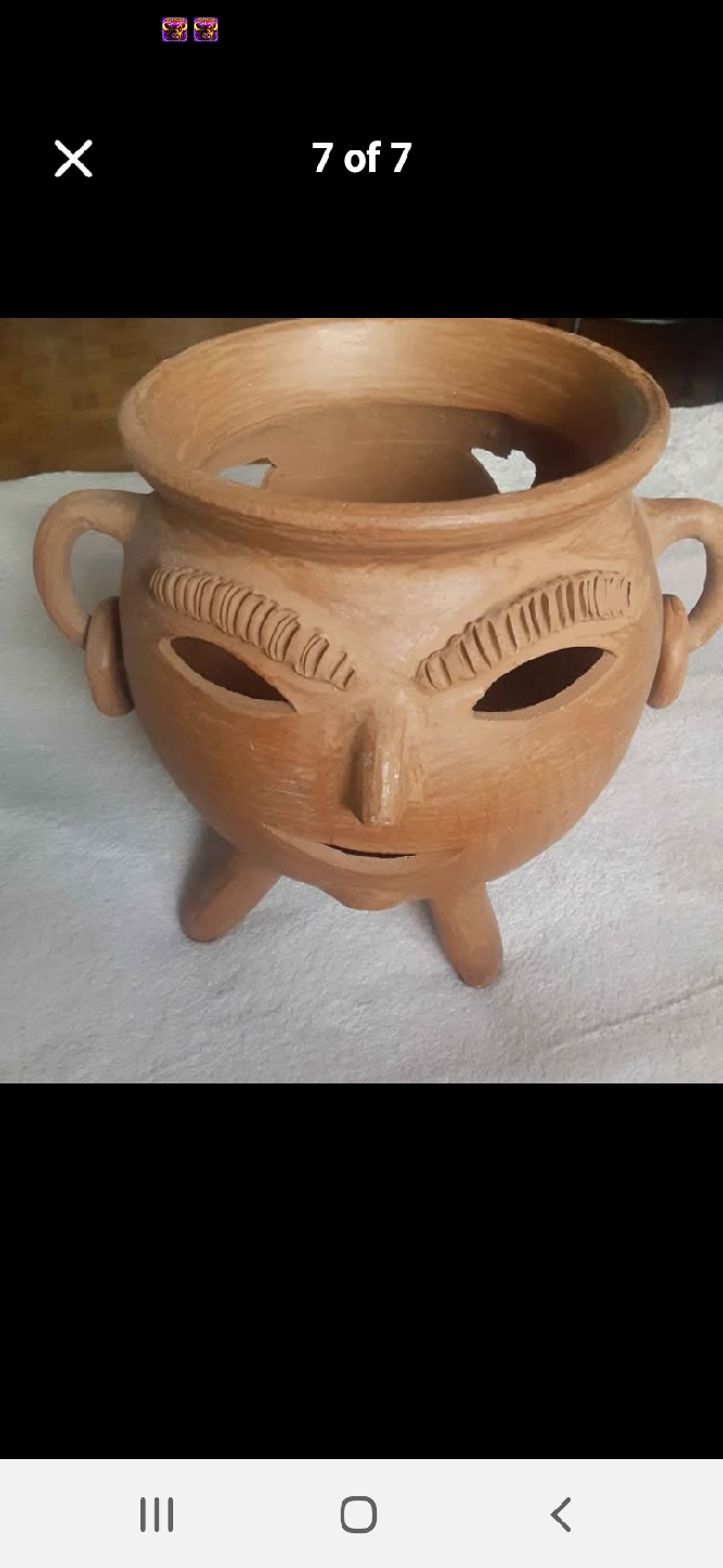 Clay Planter with Face Design - photo 5