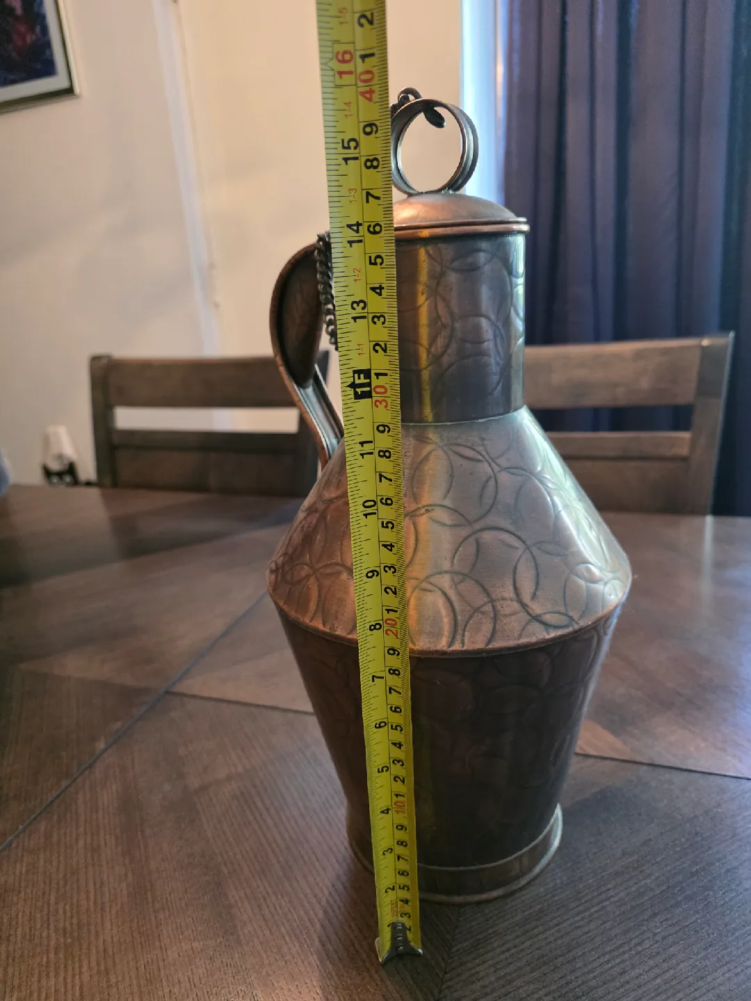 Large Antique Copper Jug image indicator(8)