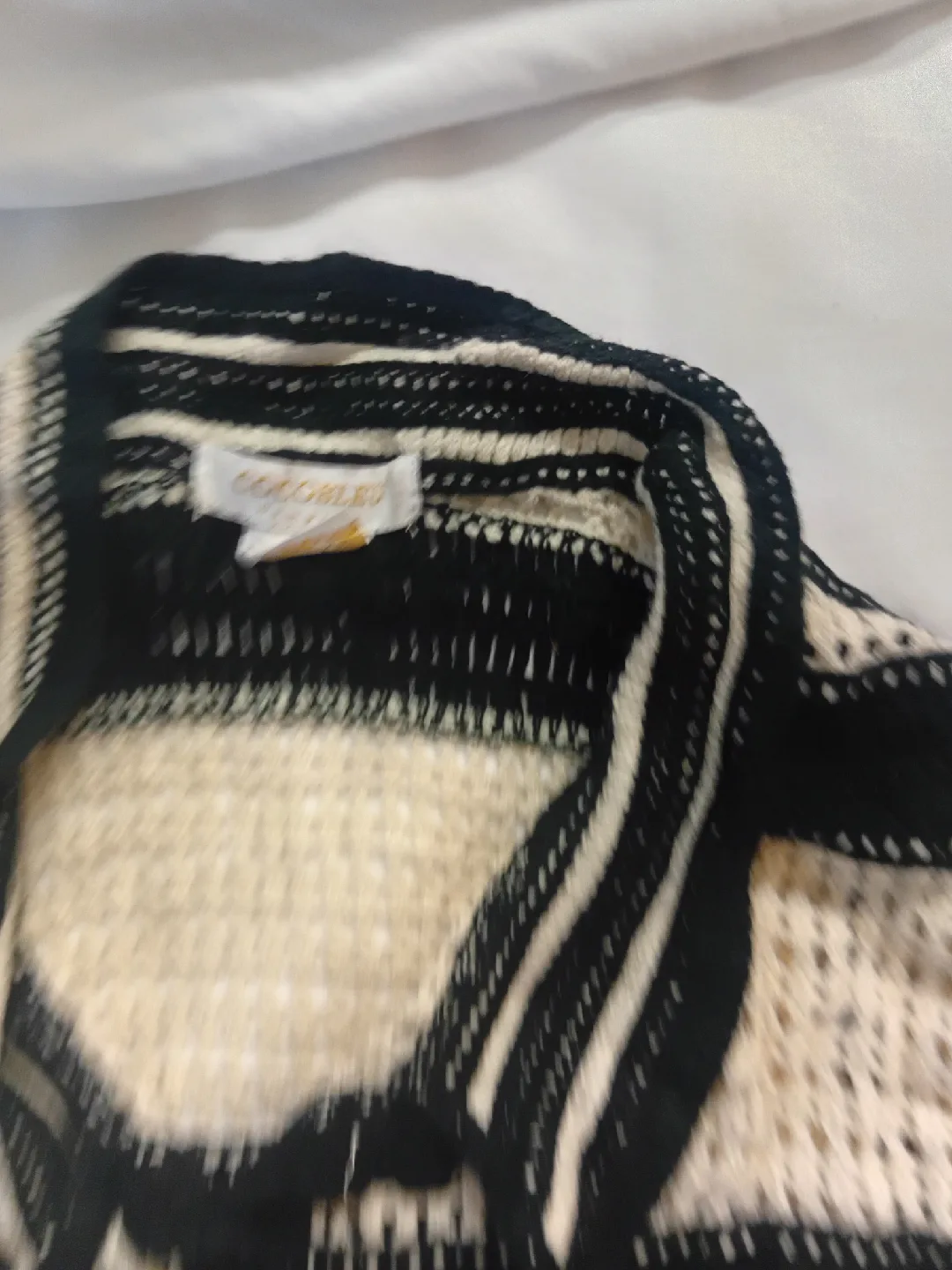 Cocomio Black & Beige Striped Knit Cardigan image indicator(2)