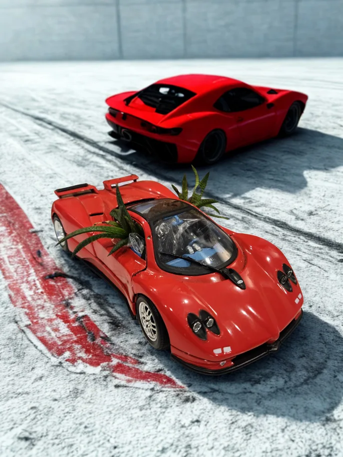 Red Pagani Zonda Diecast Car succulent planter thumbnail