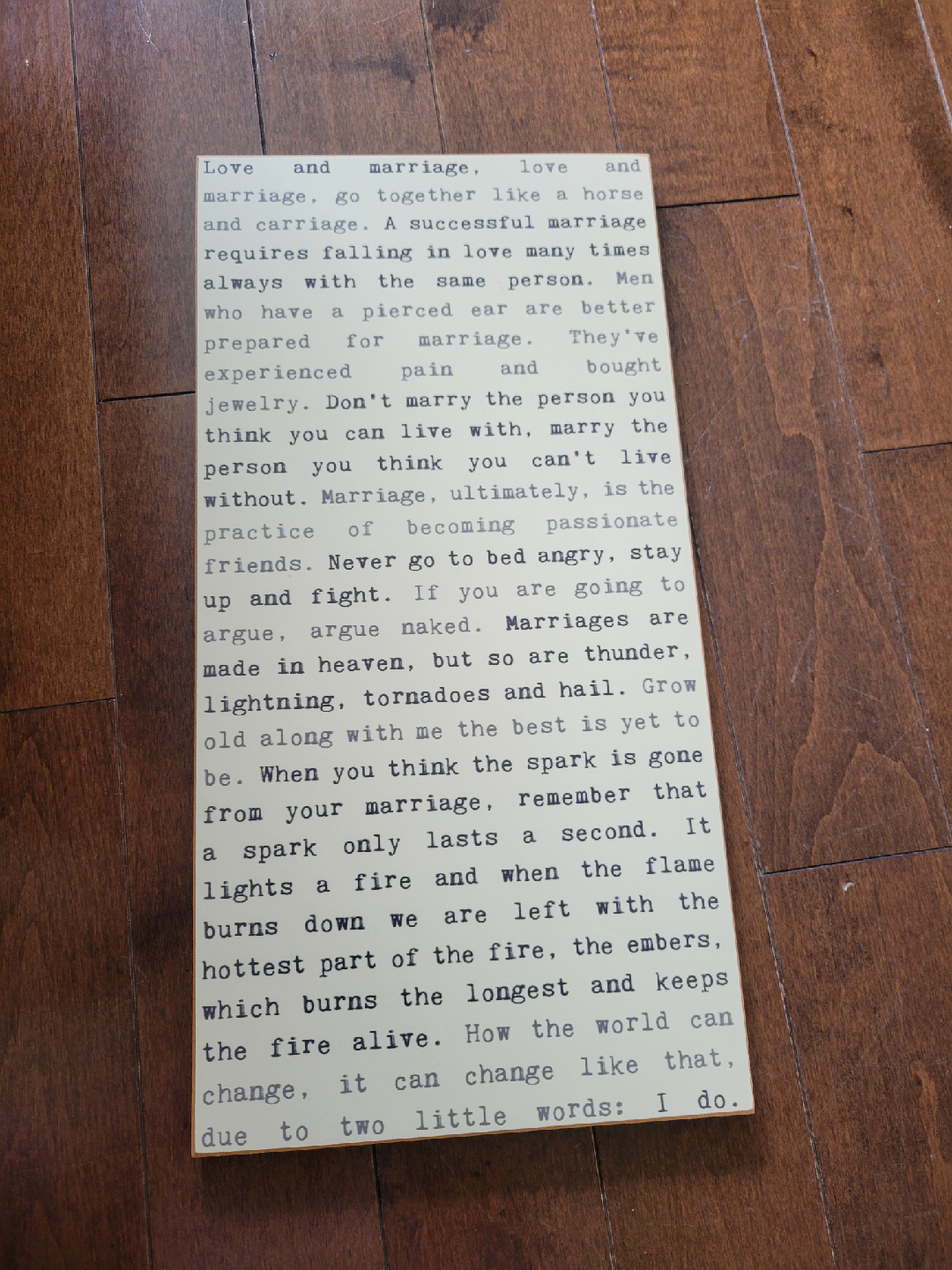 typewriter quote on love and marriage picture