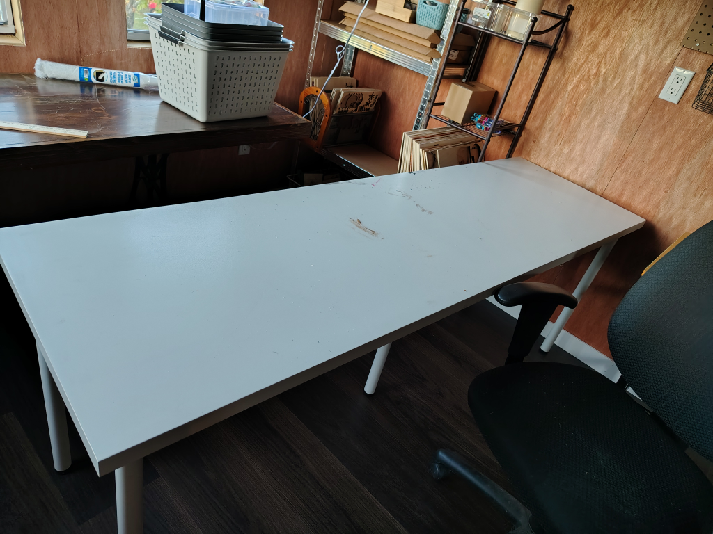 SOLD-long white craft table