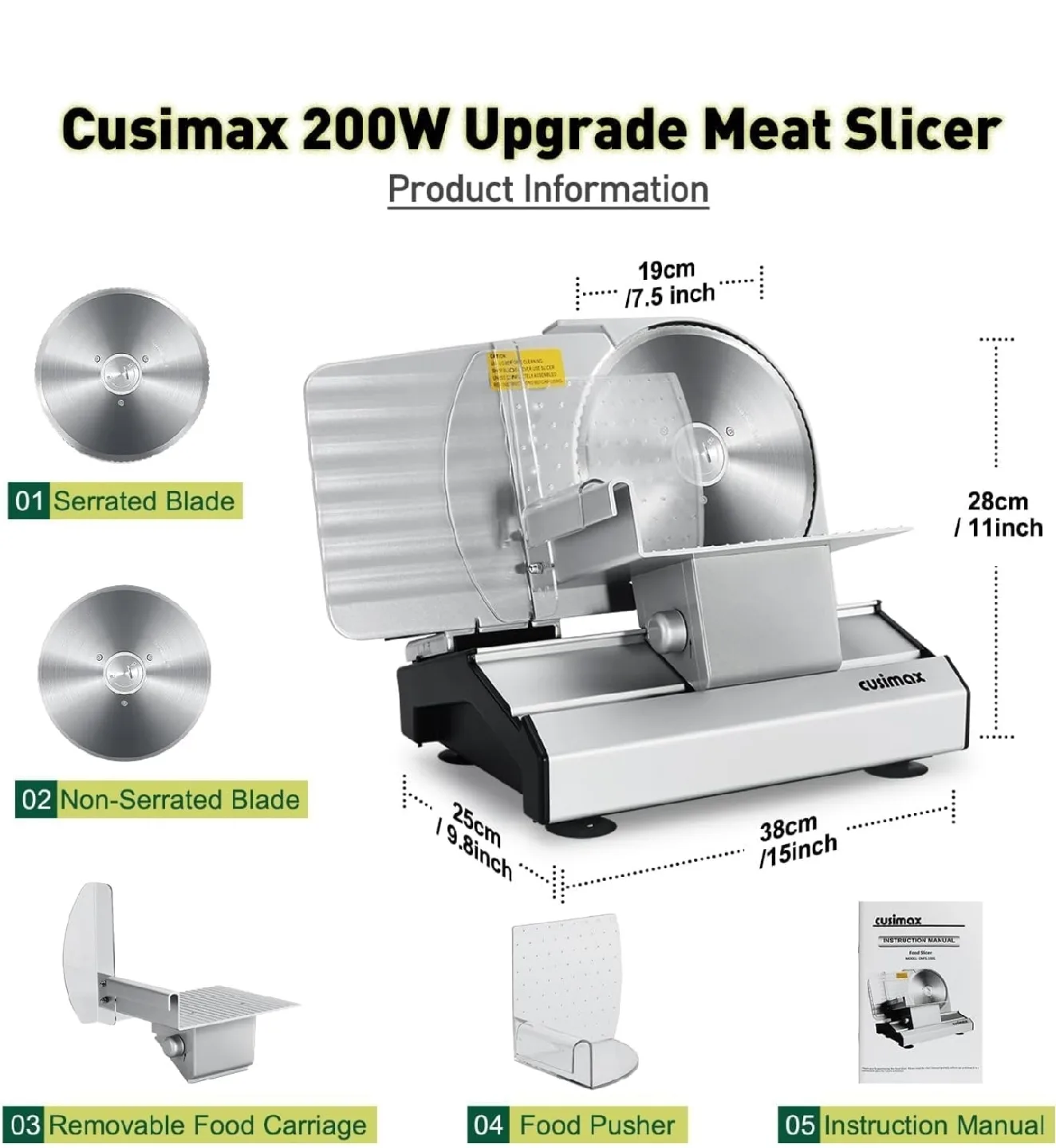 Cusimax 200W Meat Slicer - Kitchen Helper image indicator(4)