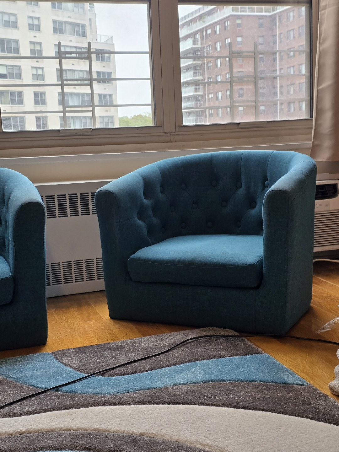 Turquois Tufted Accent Chairs-Legs Available