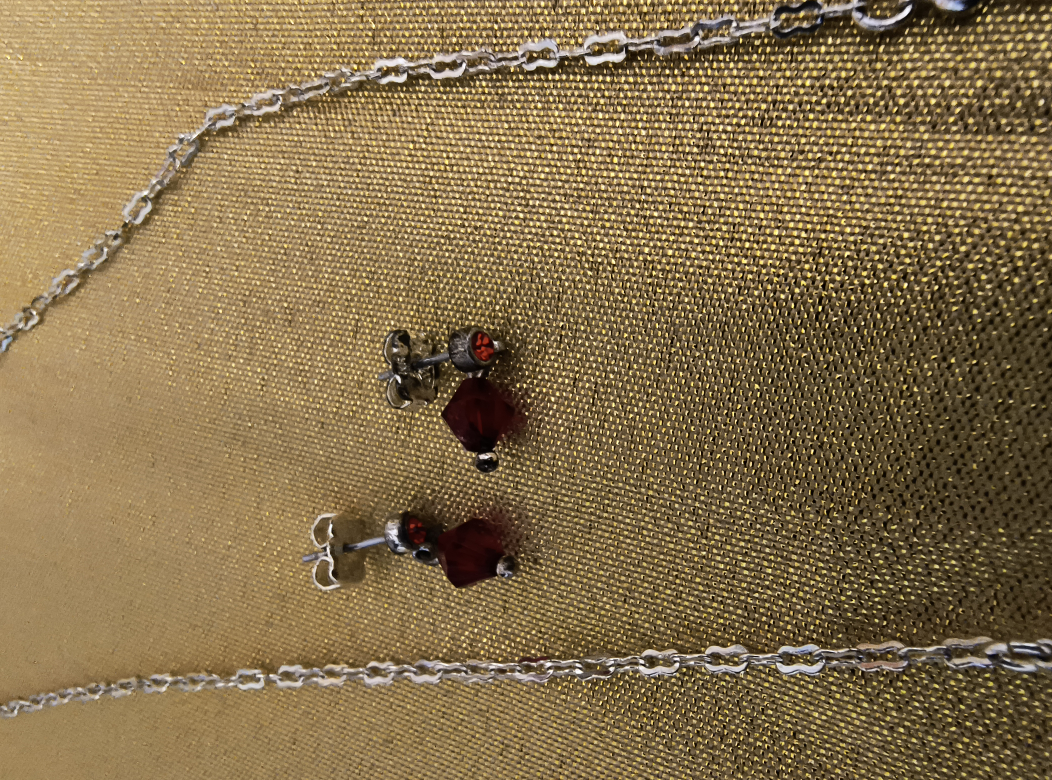 Necklace and Earring Set, Red and Silvertone - photo 2