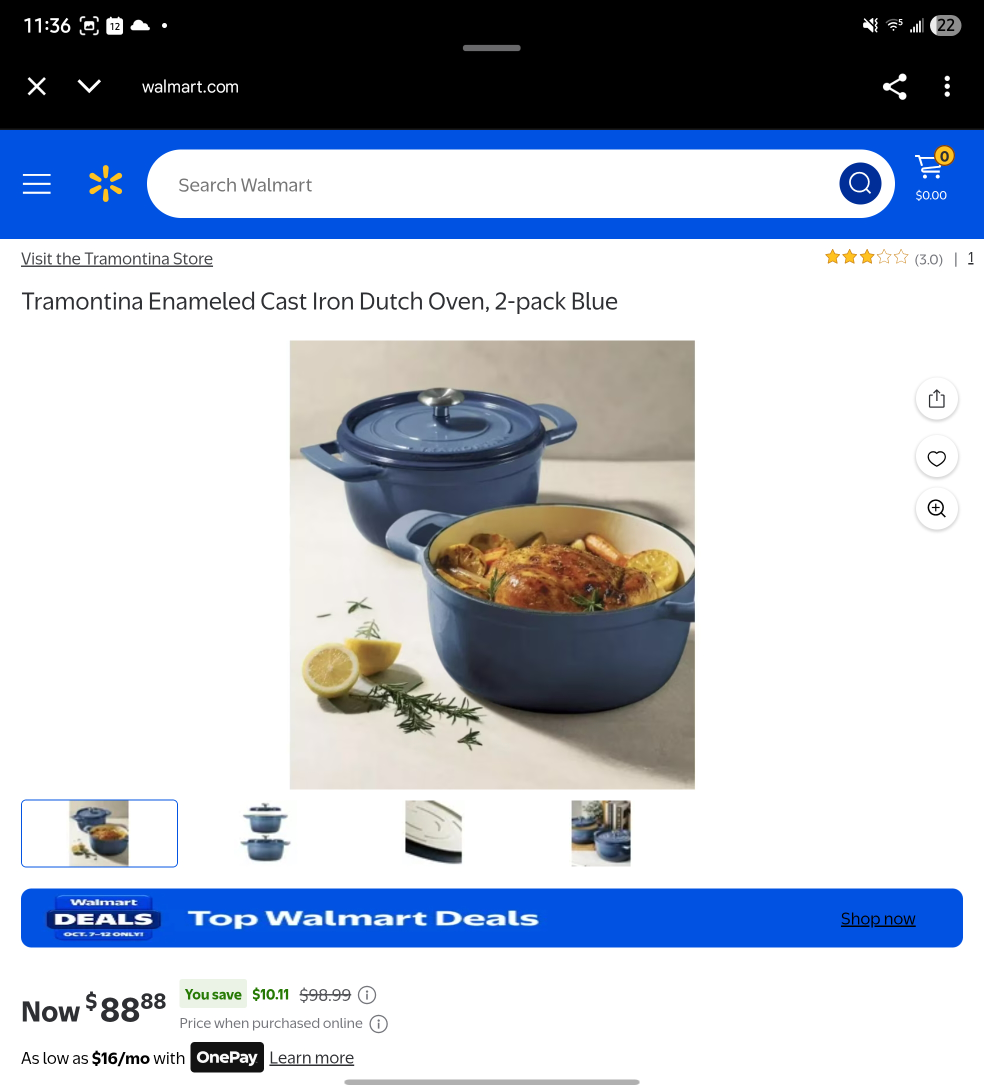 Tramontina Enamel Cast Iron Dutch Oven 2-Pack Blue (New)