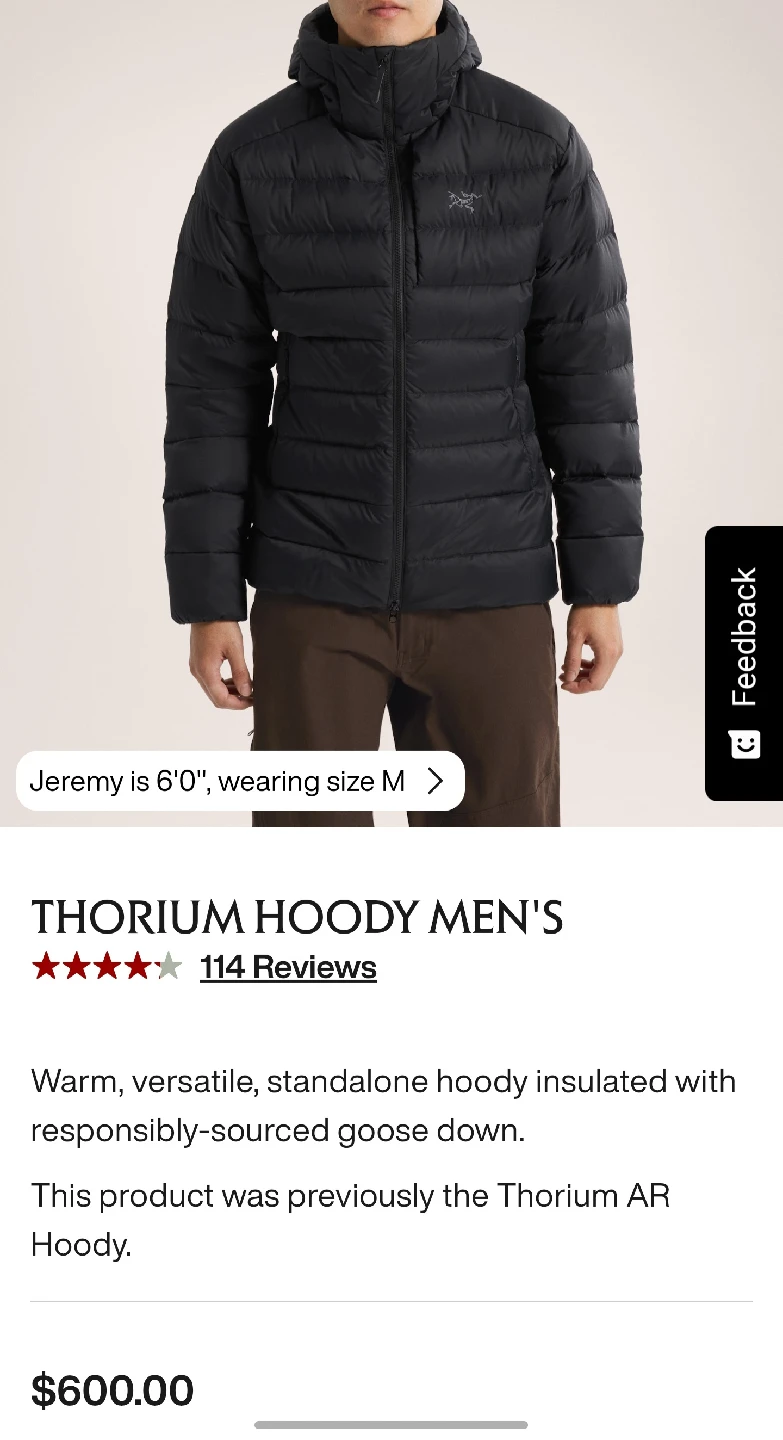 Arc'teryx Thorium Hoody Men's - Black, Size M - photo 5