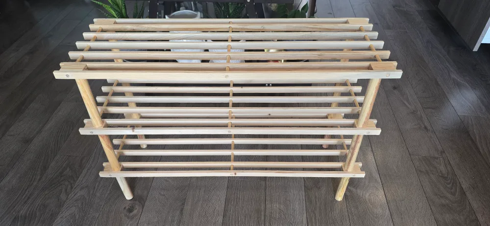 Home Basics 3-Tier Wooden Shoe Rack image indicator(3)