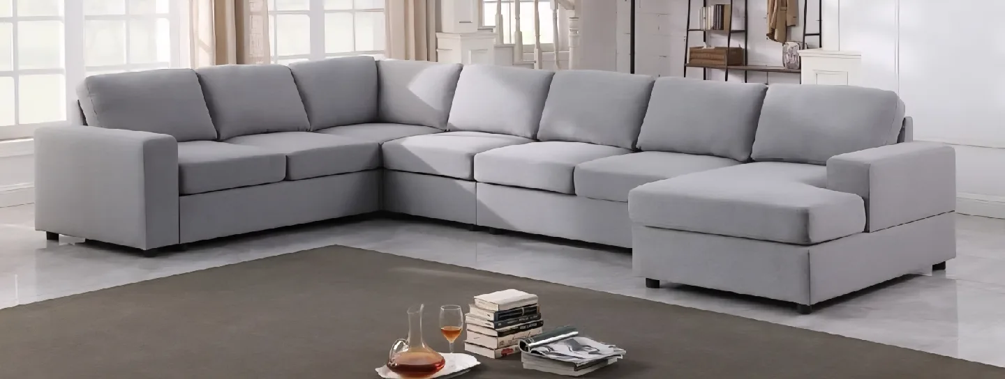 Grey Modular Sectional Sofa with Ottoman image indicator(6)
