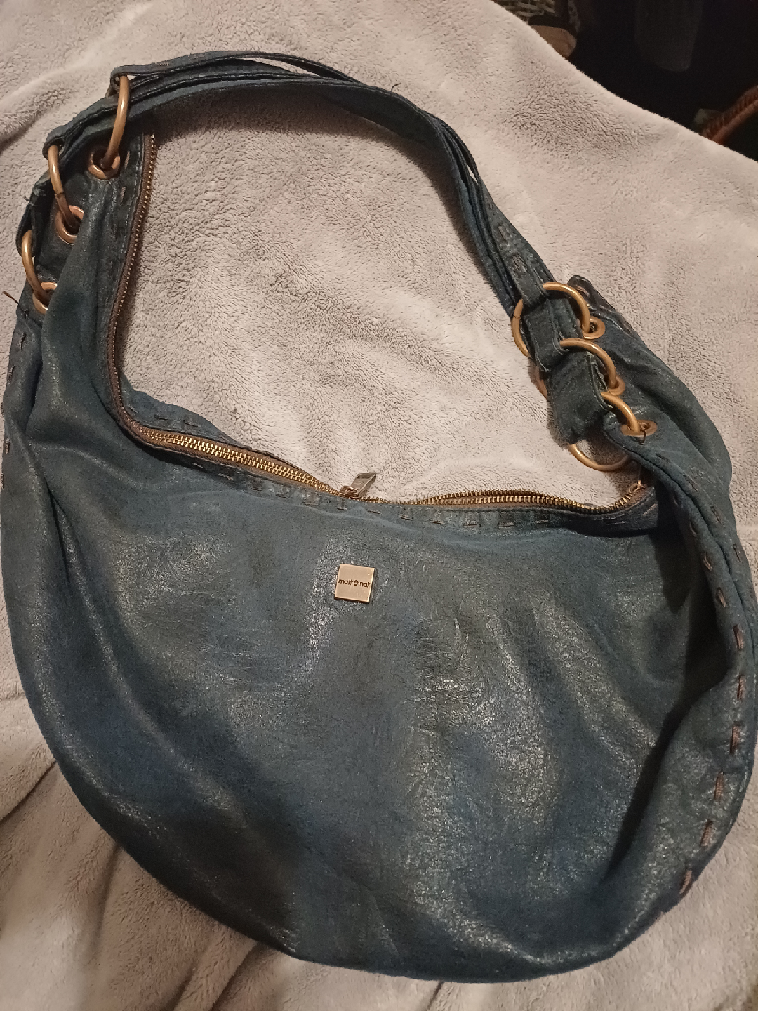 Matt & Nat Blue Vegan Leather Hobo Bag