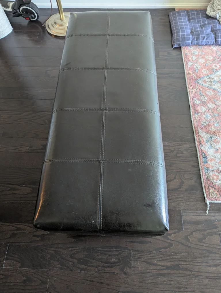 Storage Ottoman Bench - Brown Faux Leather thumbnail