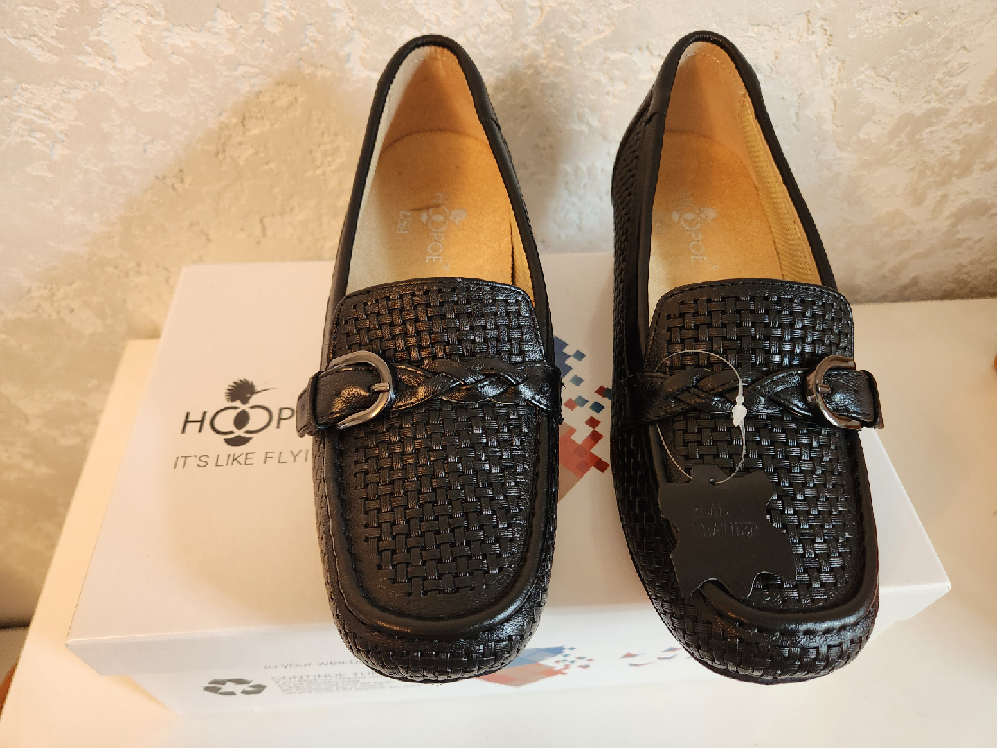 HOOPOE Claire Loafers - Black Woven - Size 7 - photo 3