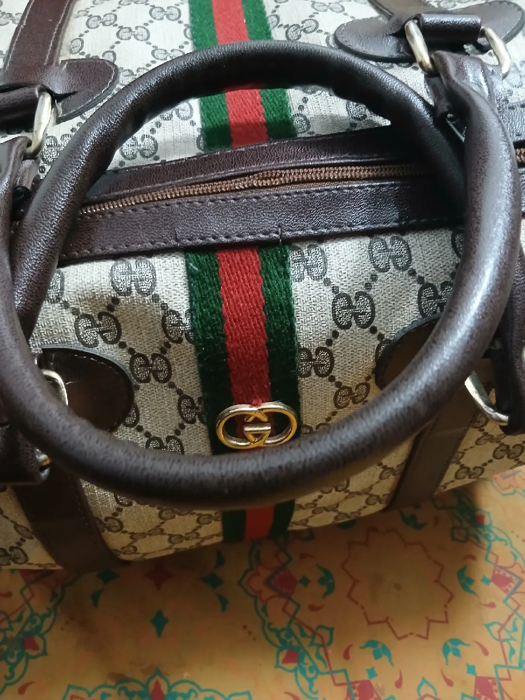 Gucci Vintage Beige/Brown Duffle Bag image indicator(3)