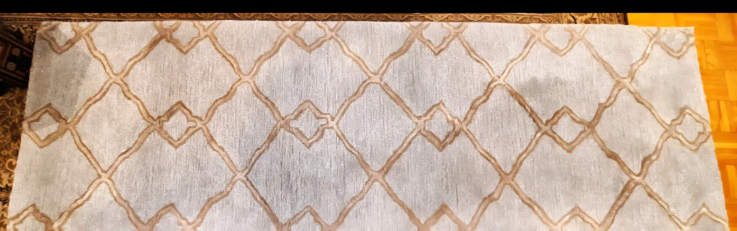 Hand-made in India RUNNER CARPET Wool & Viscose Pile 2.6' x 8' thumbnail