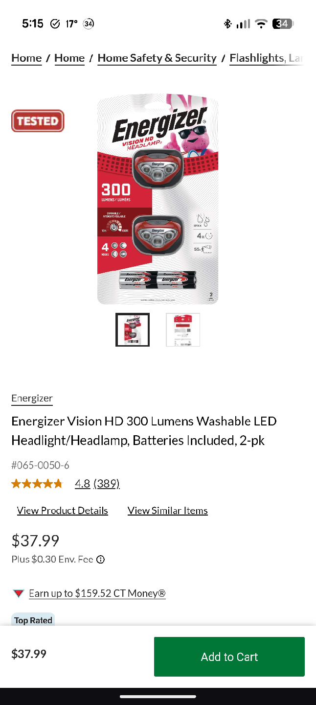 Energizer Vision HD Waterproof 300 Lumens Headlamp - photo 2