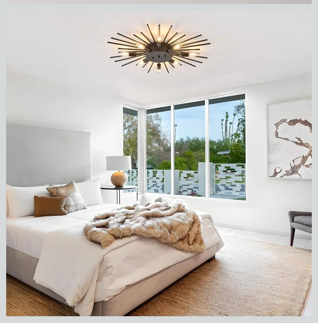 8-Light Sputnik Ceiling Light - Black - photo 3
