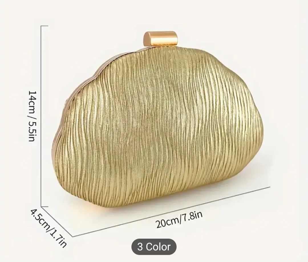 brand new Gold Clutch Purse with Chain Strap image indicator(3)