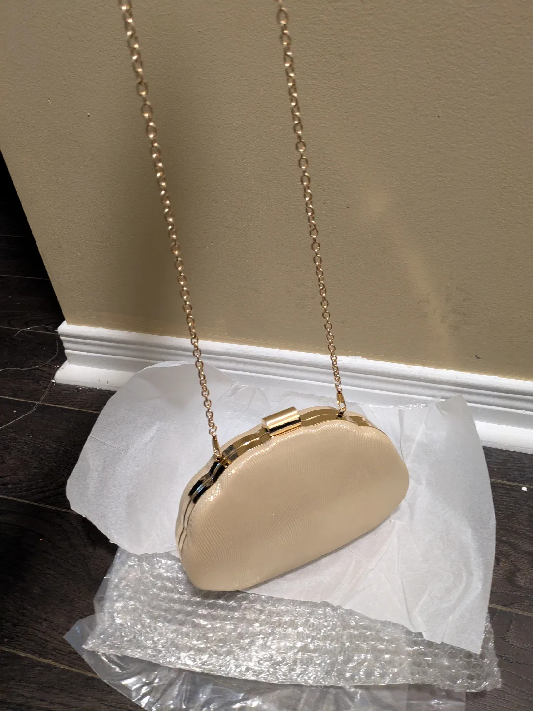 brand new Gold Clutch Purse with Chain Strap image indicator(4)