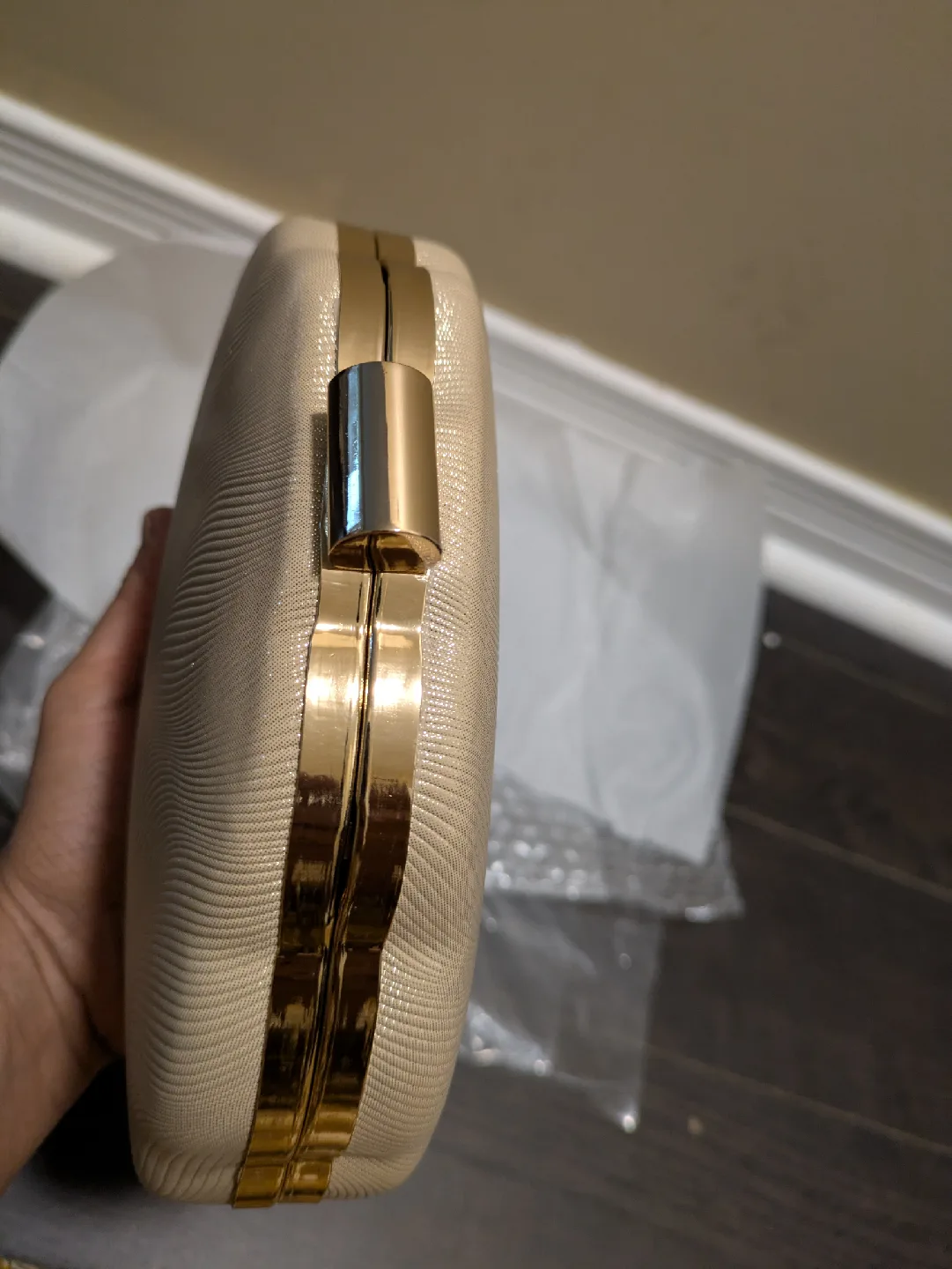 brand new Gold Clutch Purse with Chain Strap image indicator(9)