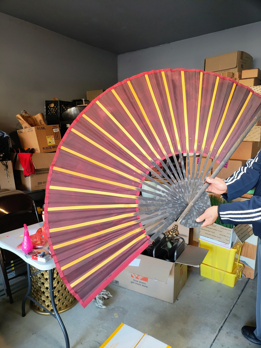 oversized hand-painted fan wallhanging - photo 3