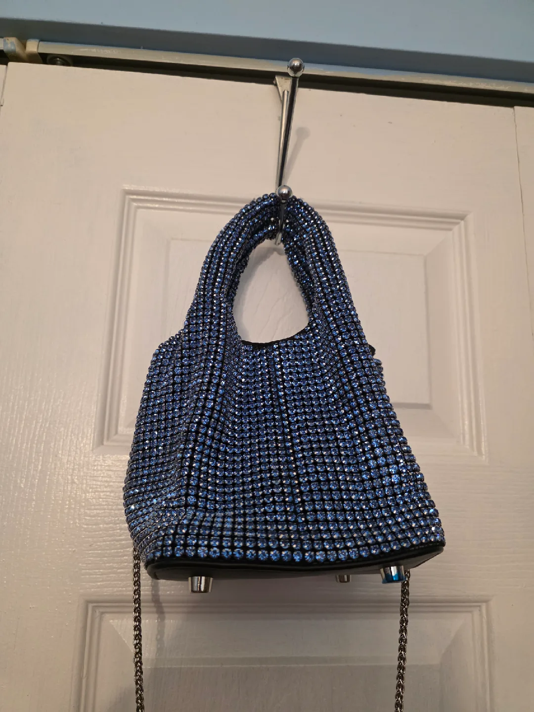 Rhinestone Embellished Top Handle Bag Blue thumbnail