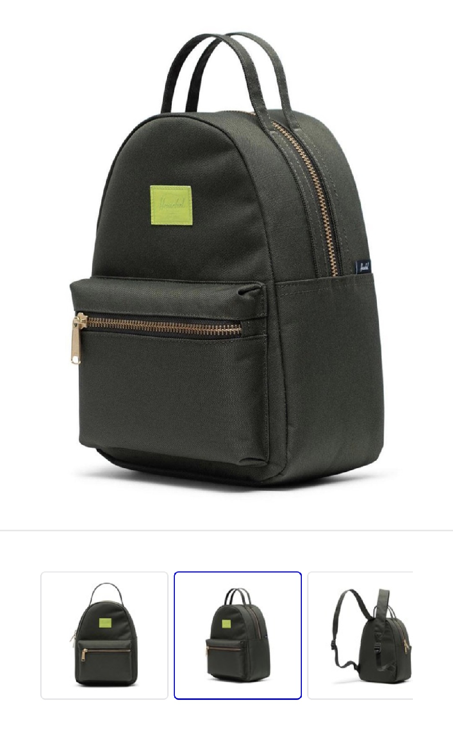 Herschel Olive Green Mini Backpack - photo 2