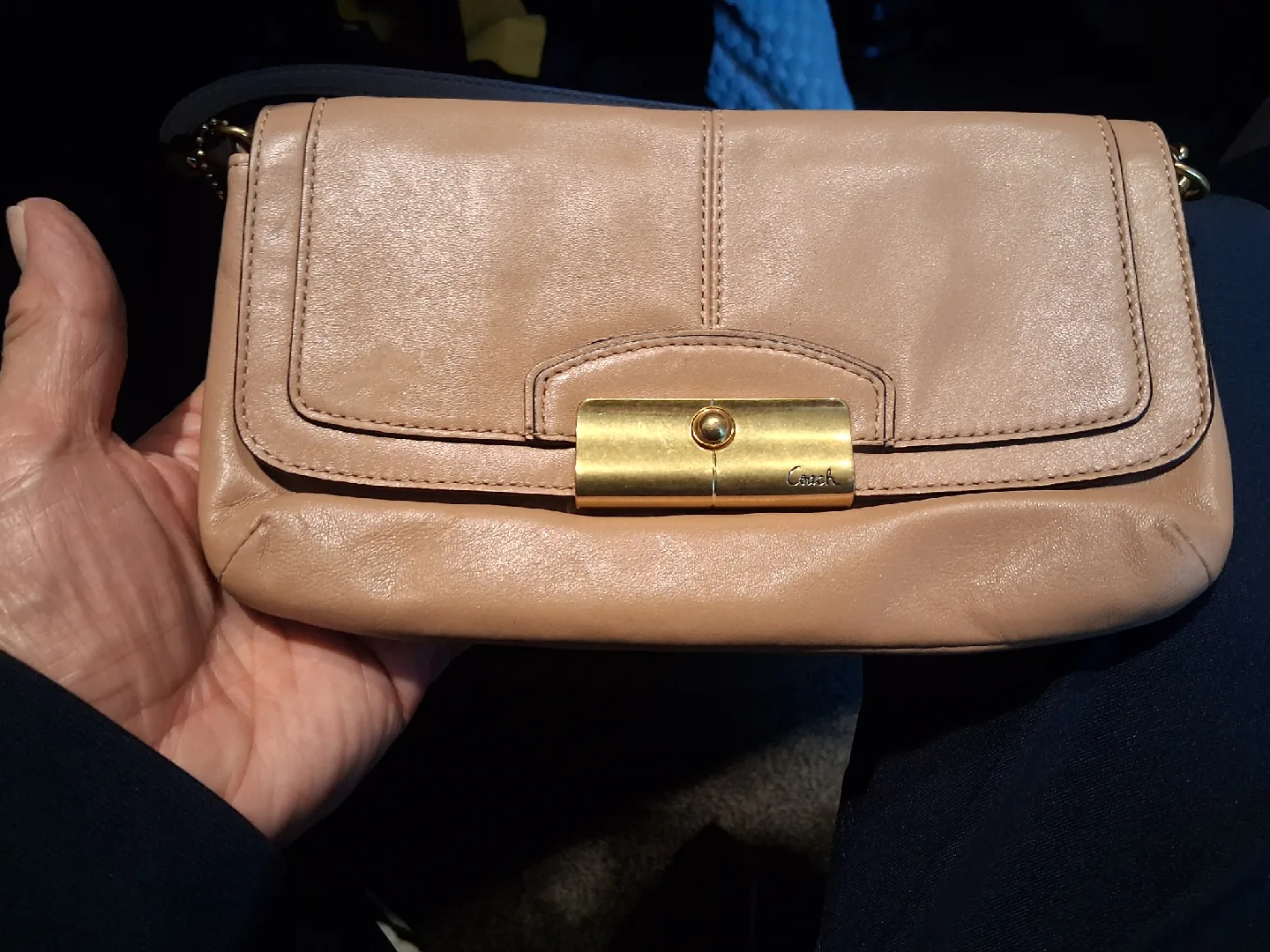 Coach Beige Leather Clutch thumbnail