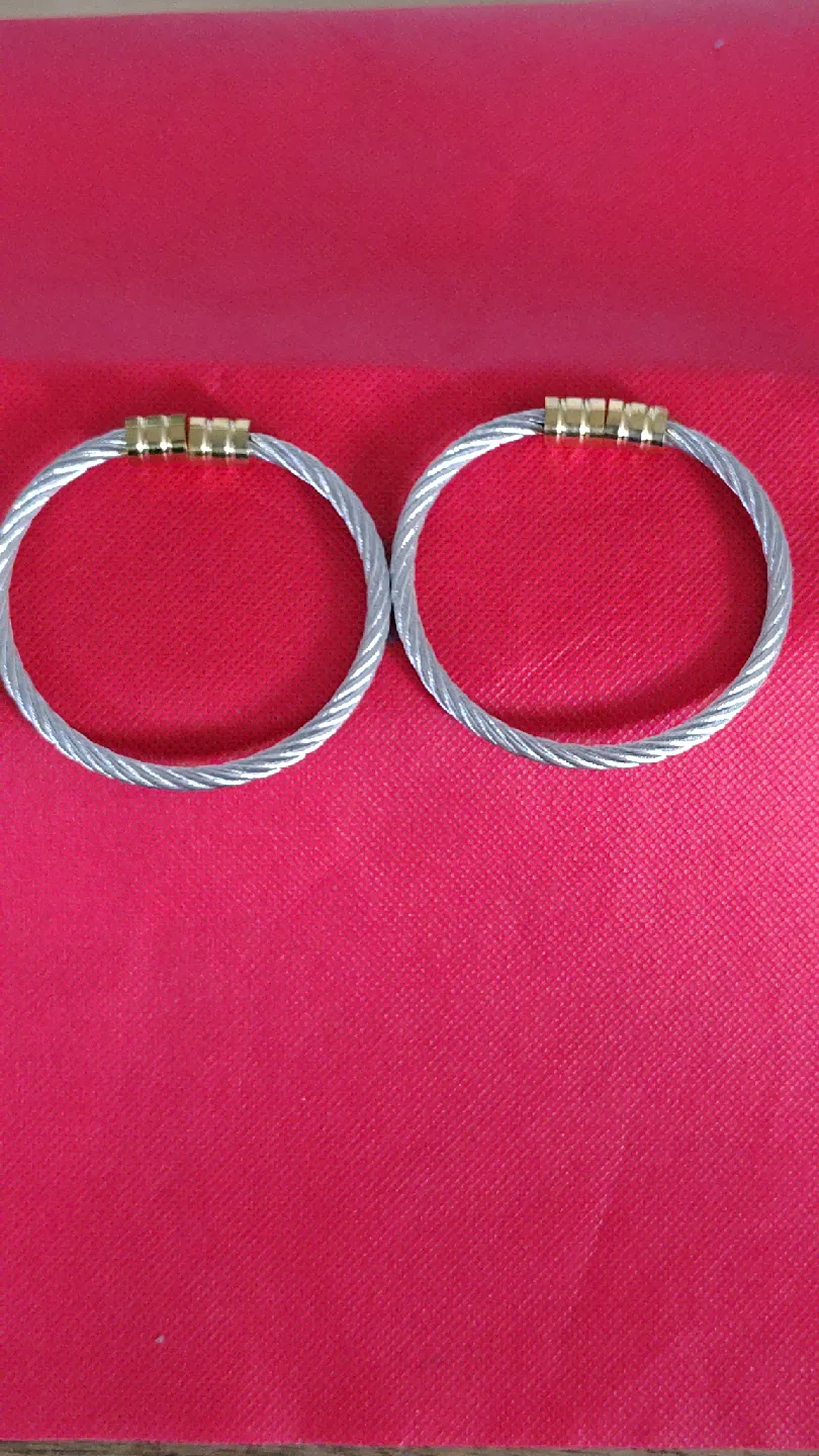 Cable Wire Bangle Bracelets - Set of 2 thumbnail