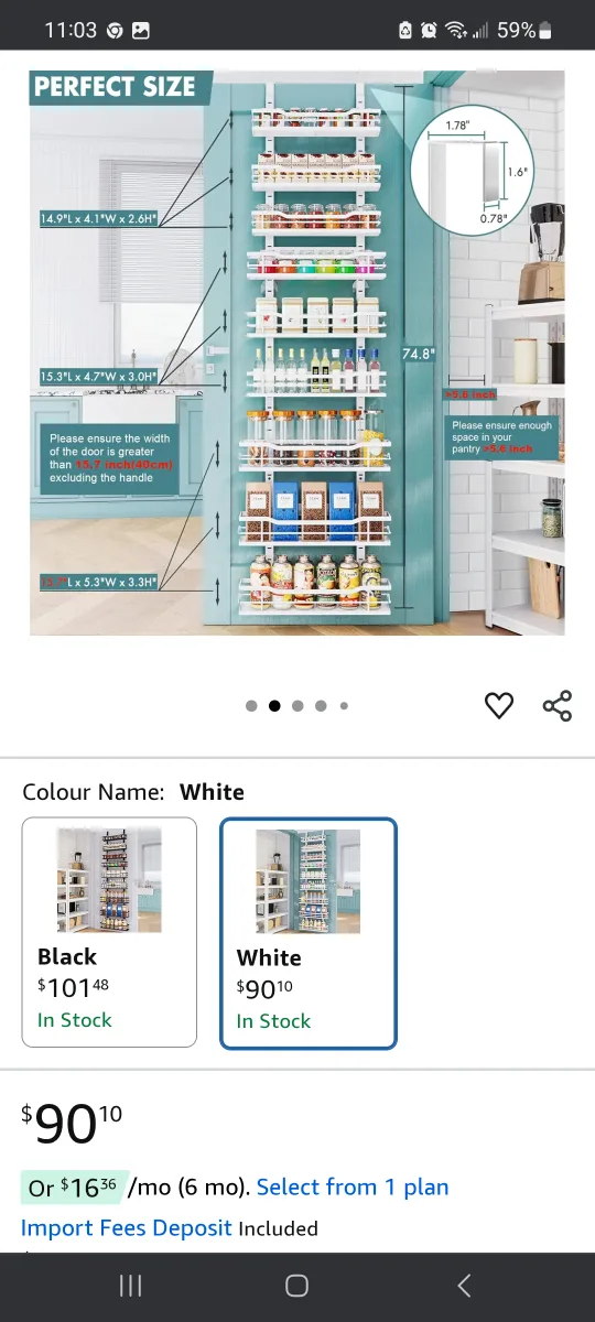 Eastherry Over The Door Pantry Organizer - White image indicator(2)