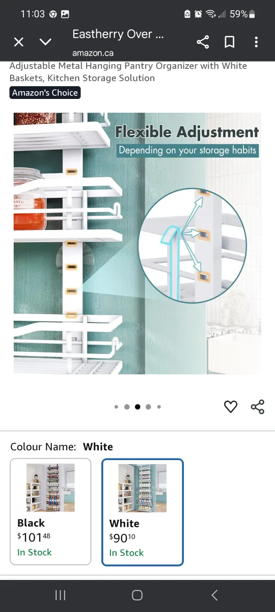 Eastherry Over The Door Pantry Organizer - White image indicator(5)