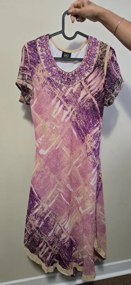 Purple Patterned Dress - Size 2XL