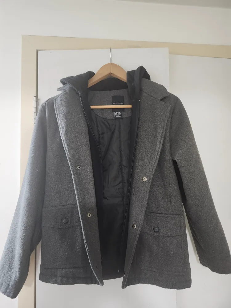 Calvin Klein Gray Wool Blend Hooded Jacket image indicator(2)
