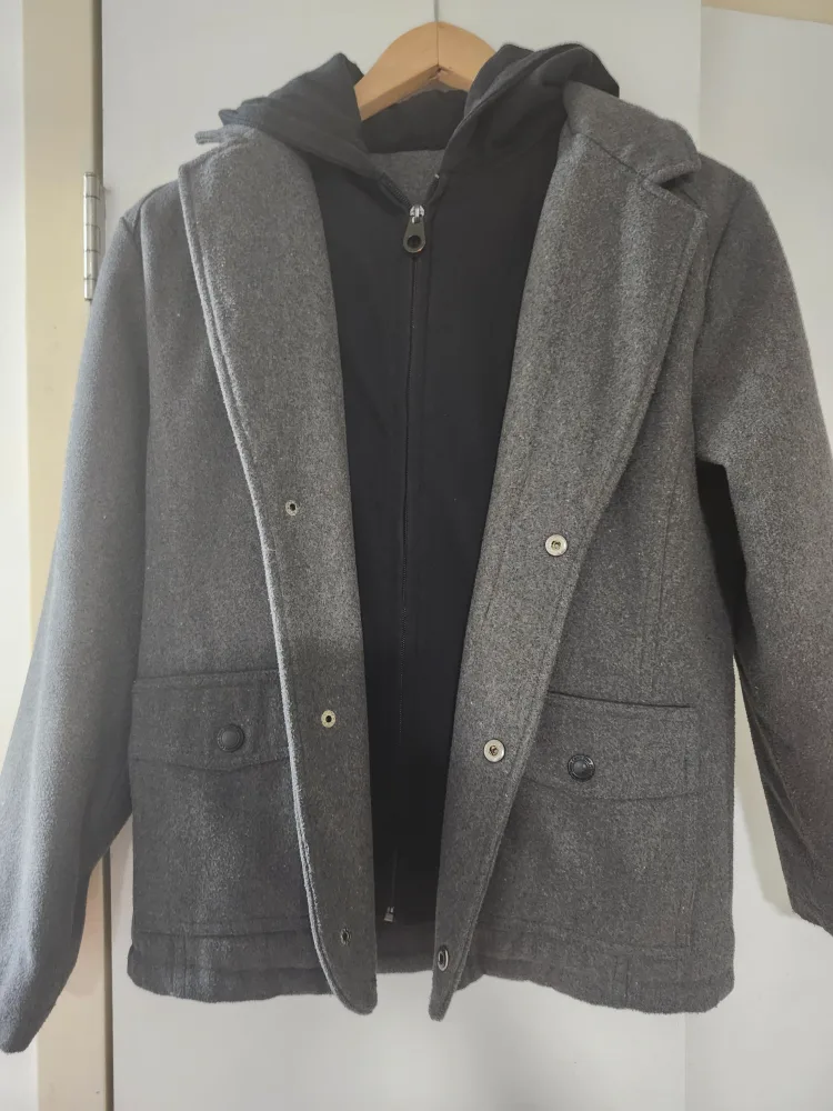 Calvin Klein Gray Wool Blend Hooded Jacket image indicator(3)