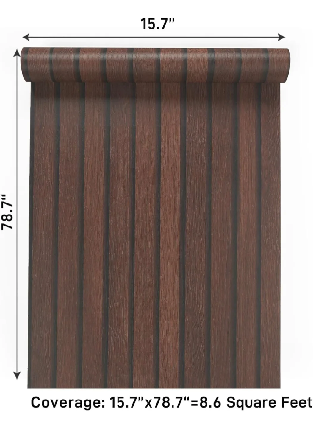 Dark Brown Wood Slat Wallpaper Peel & Stick 15.7"x 78.7" image indicator(2)