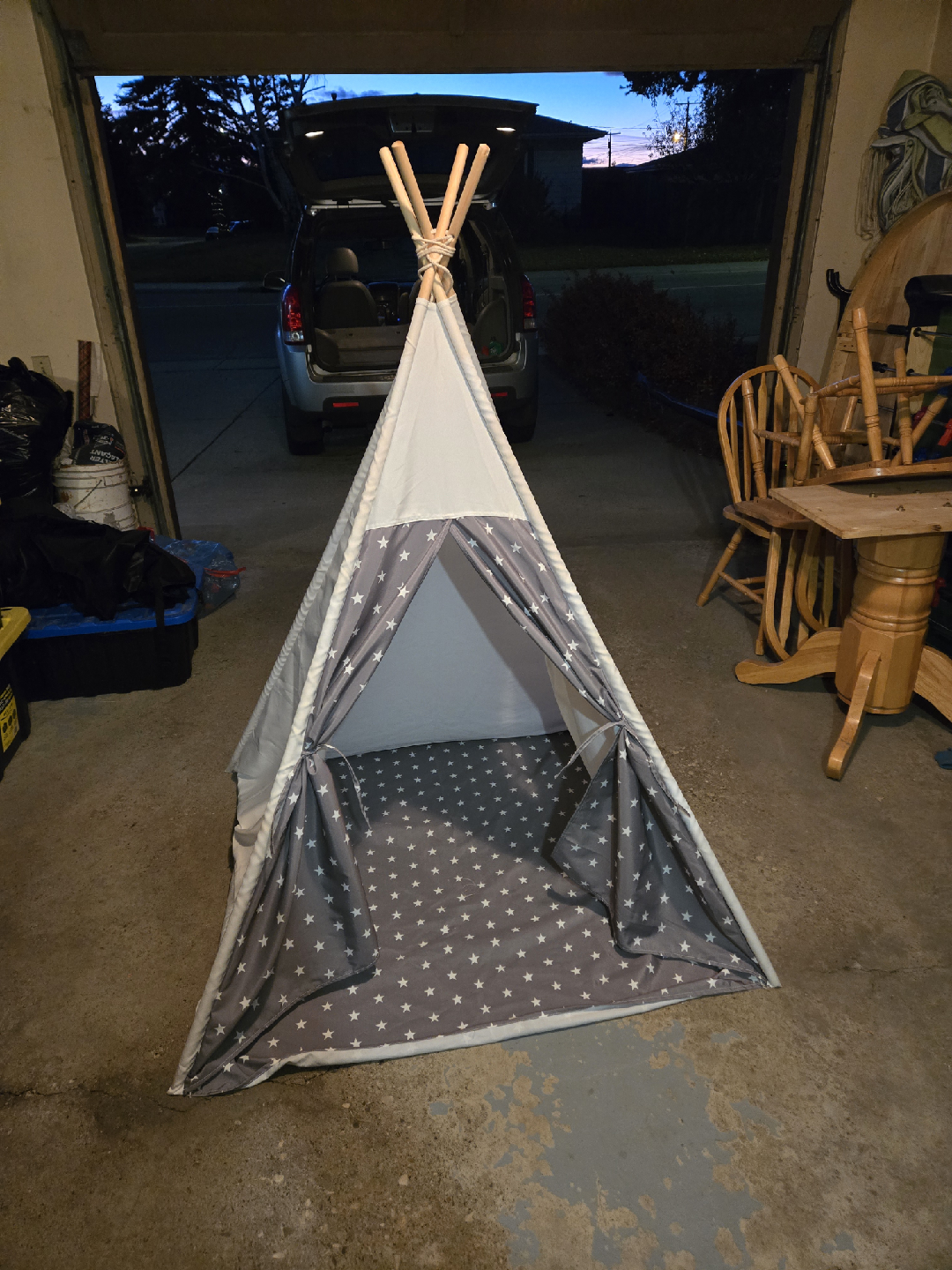 Kids Teepee Tent - Grey Star Pattern - photo 2