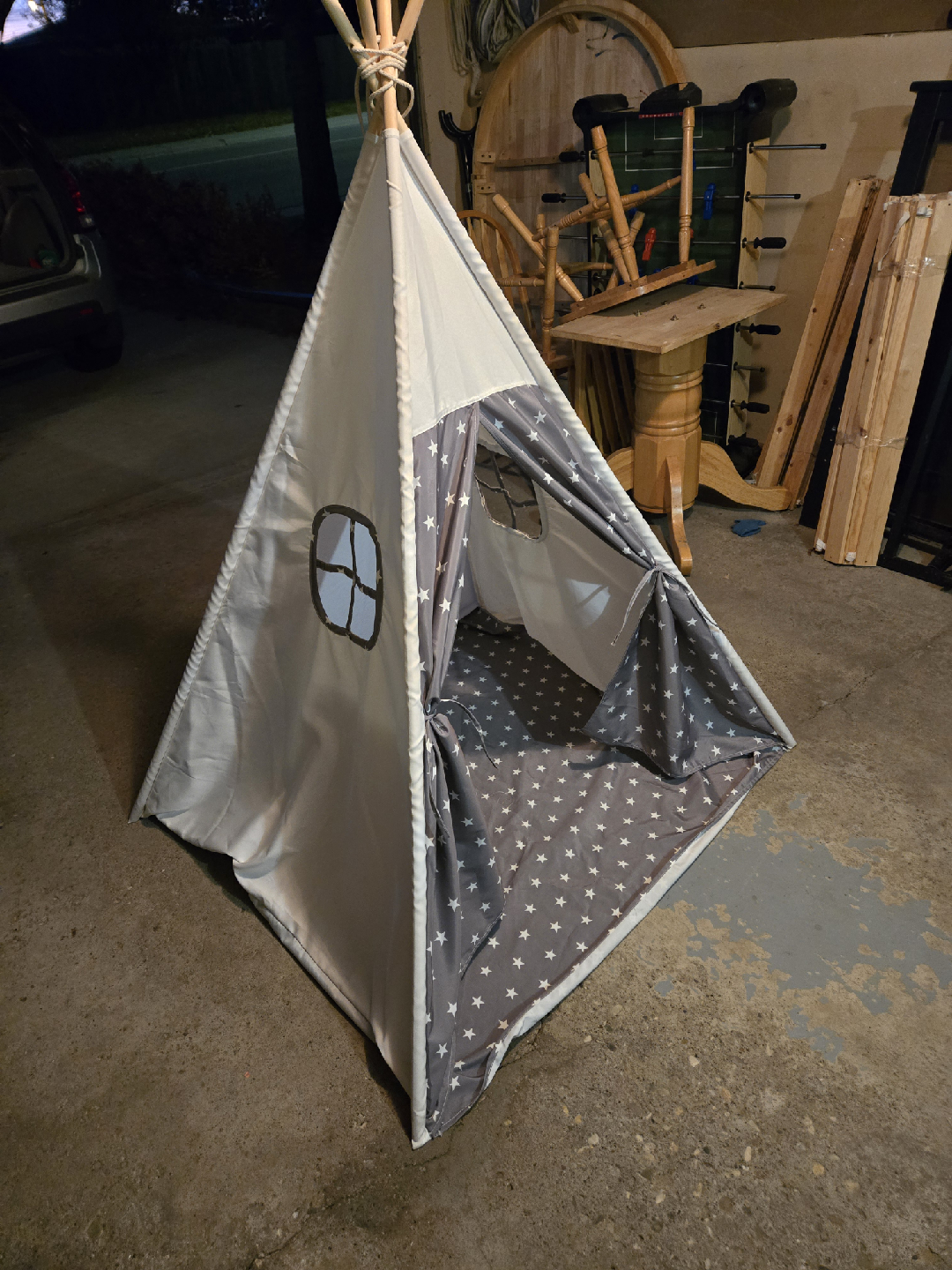 Kids Teepee Tent - Grey Star Pattern - photo 3