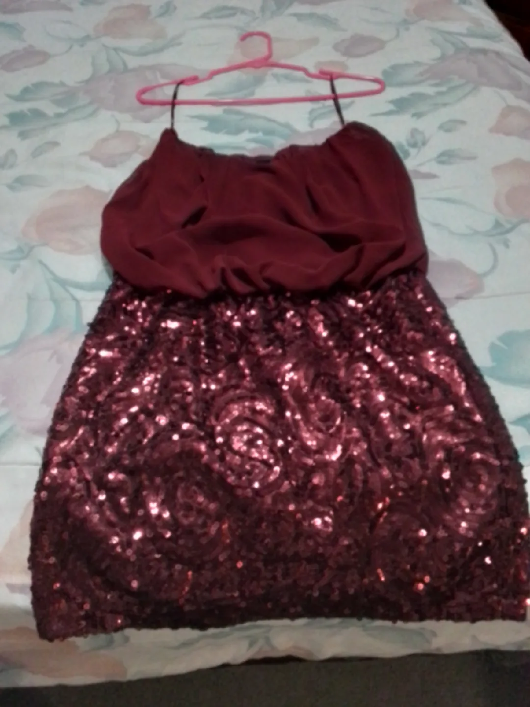 Burgundy Sequin Party Dress size medium thumbnail