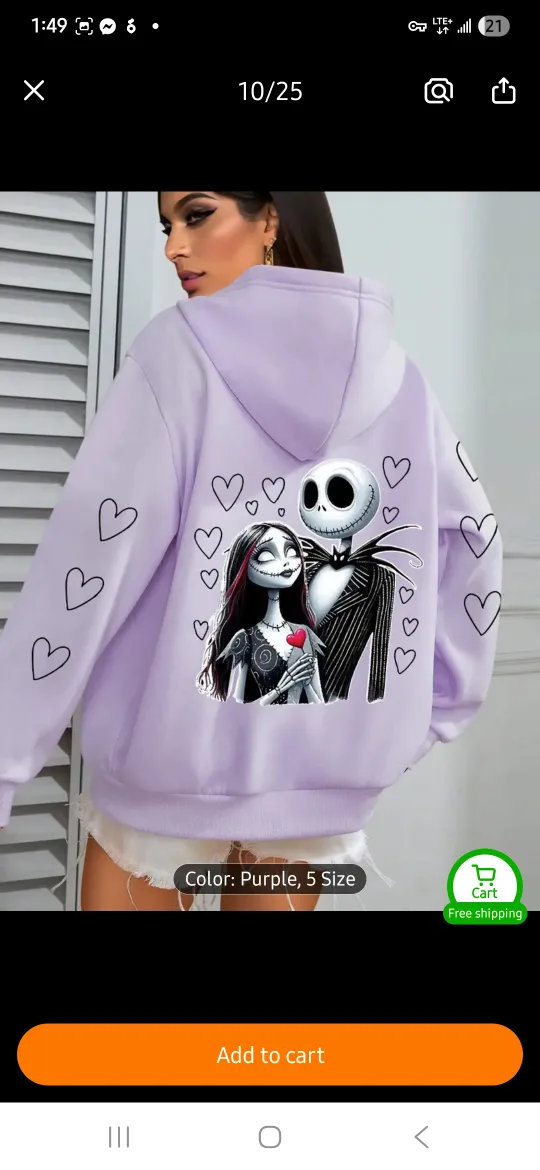 NEW Jack and Sally with Hearts Hoodie 💕 💀 image indicator(3)