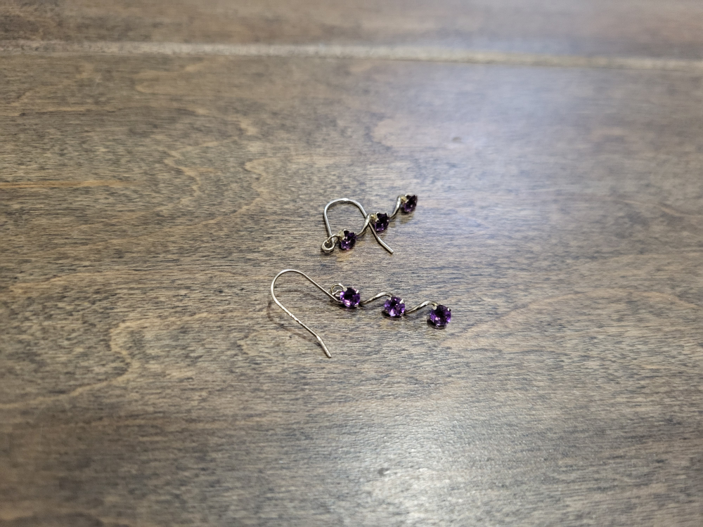 Brand New 10K White Gold Amethyst Earrings For Sale - photo 4