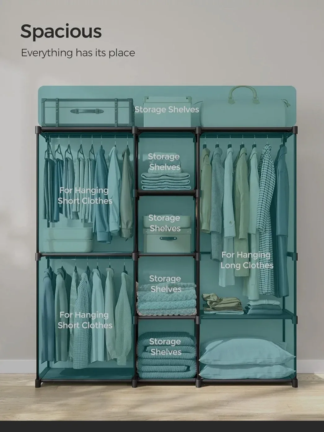 SONGMICS Black Freestanding Closet Organizer image indicator(2)