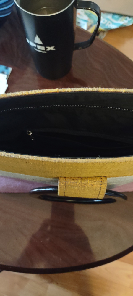 Striped Silk hand Bag with Black Handle - photo 2
