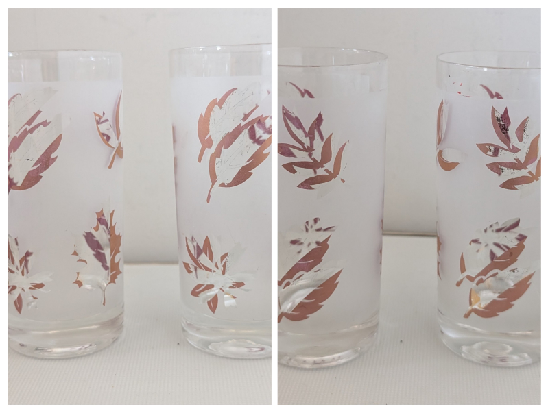 vintage Libbey frosted gold autumn leaf glass es