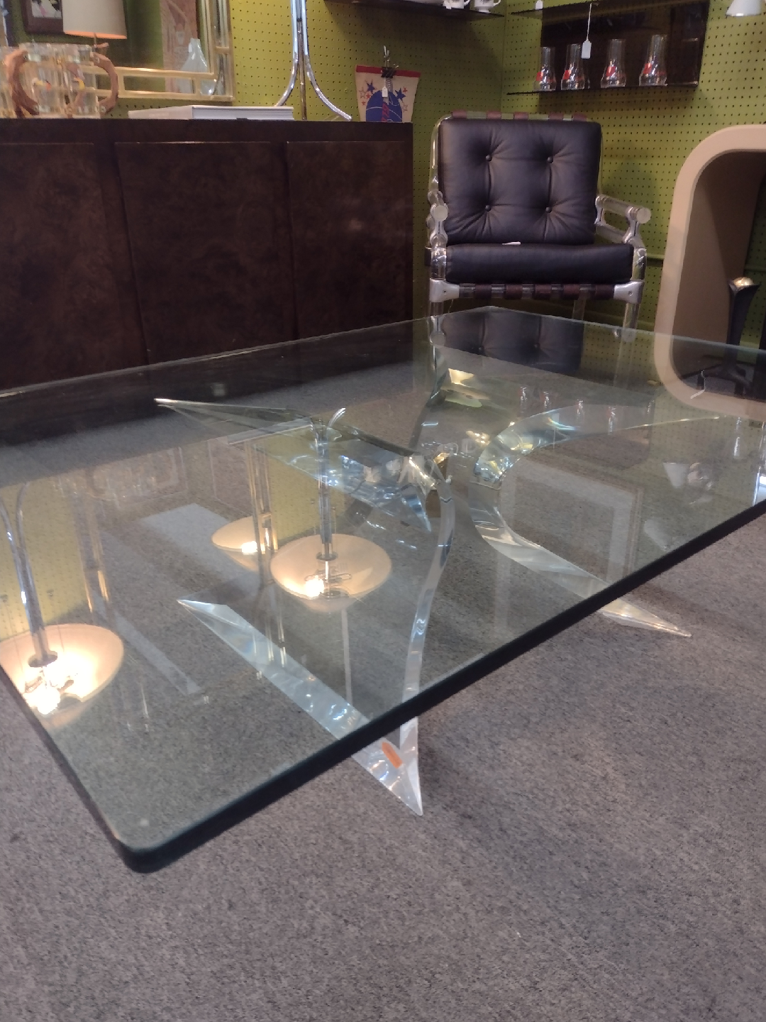 Vintage Coffee Glass Table with Lucite Base - photo 4