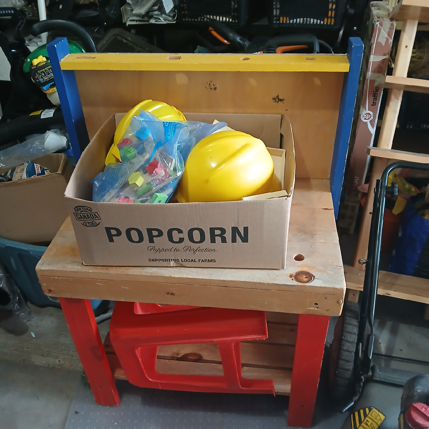 Children's Workbench with Tools & Hard Hats