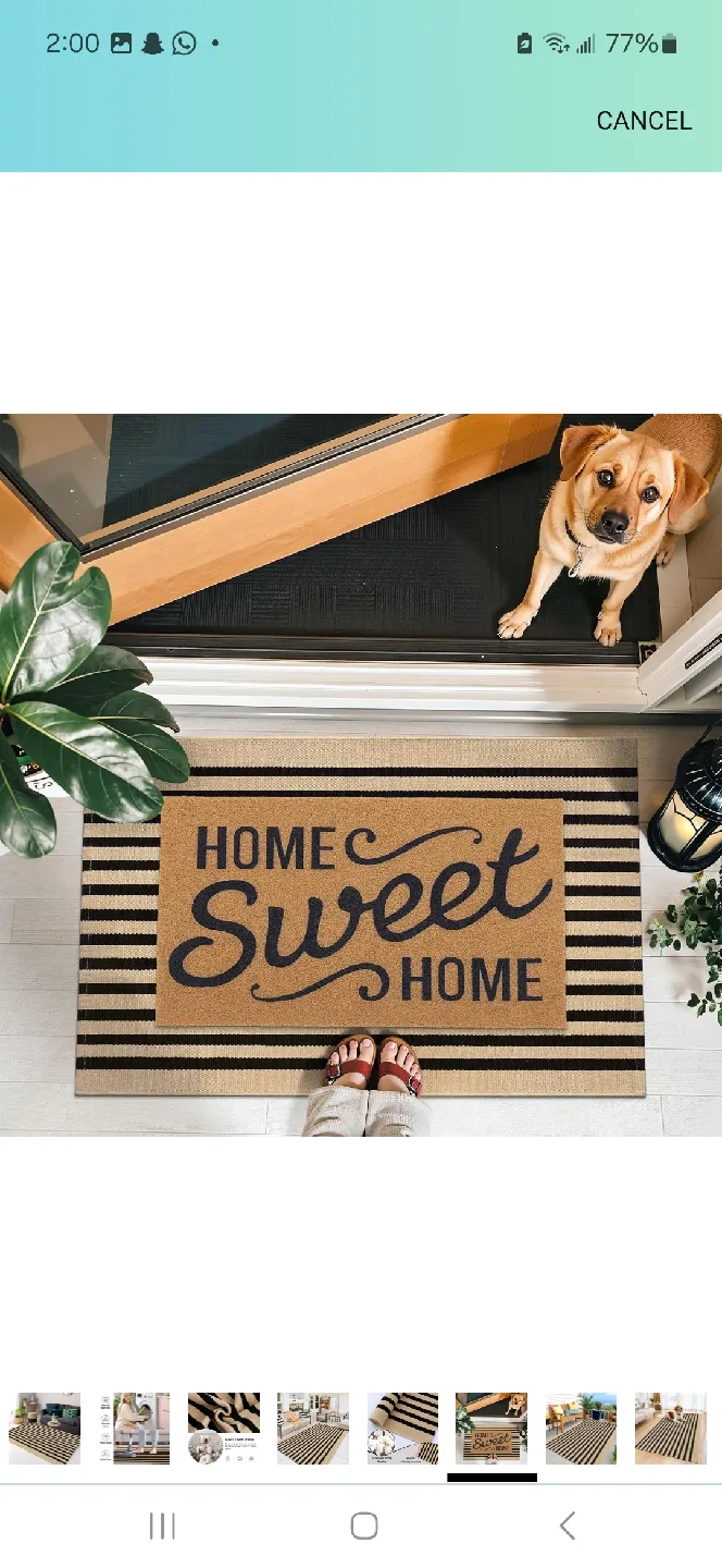 Striped Cotton Rug - Black and Beige image indicator(6)