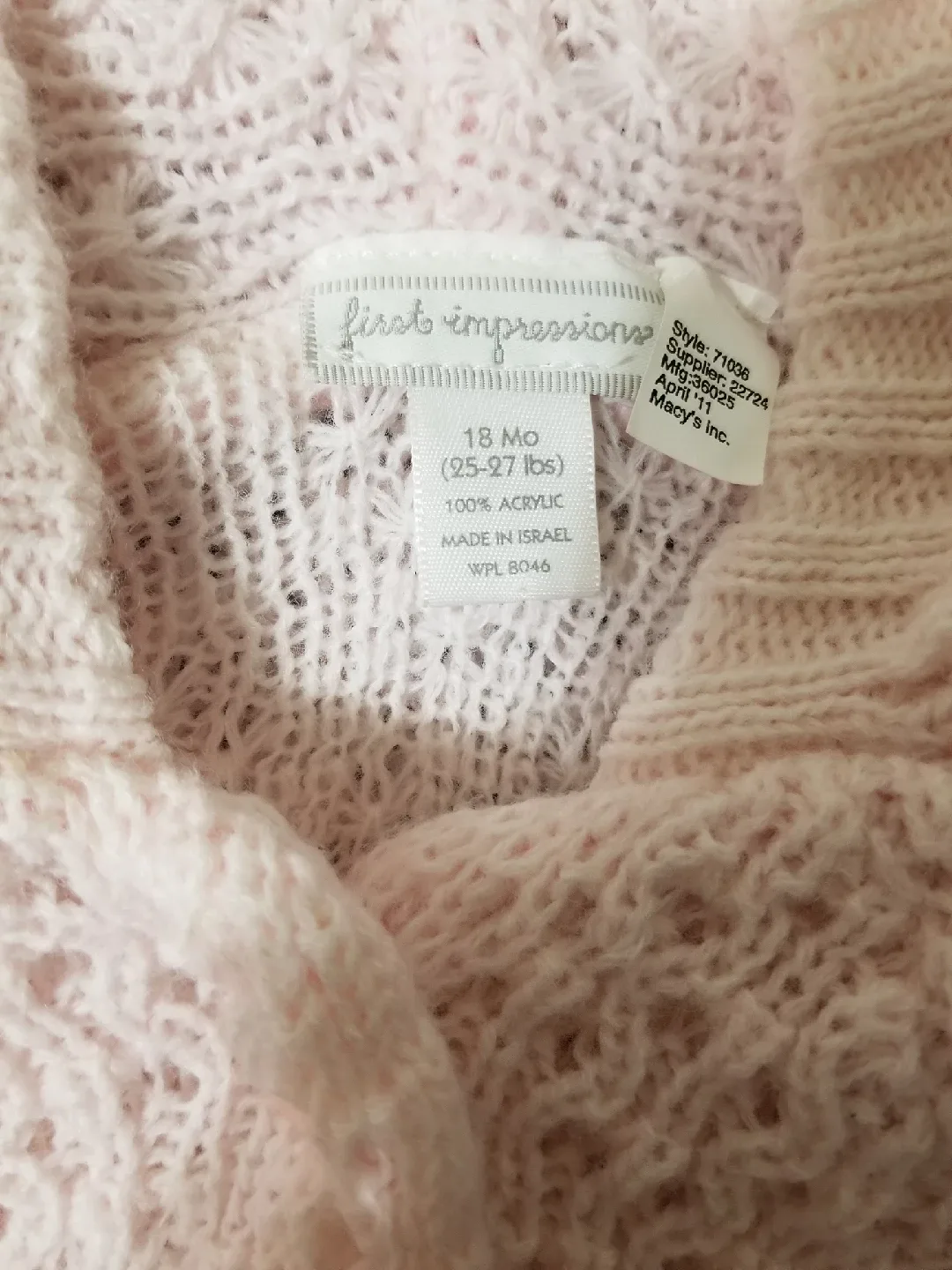 First Impressions Pink Knit Hooded Cardigan image indicator(4)