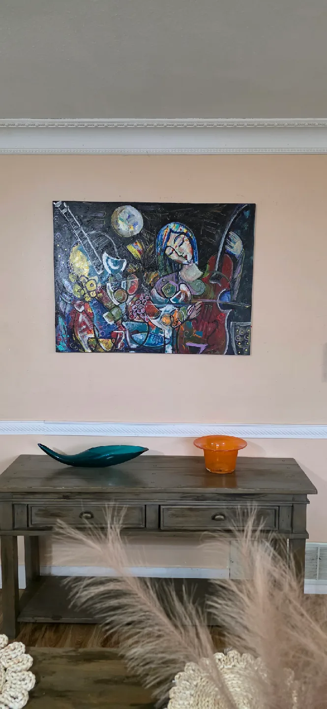 Original hand-painted painting by local artist cello player image indicator(2)