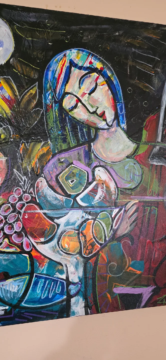 Original hand-painted painting by local artist cello player image indicator(3)