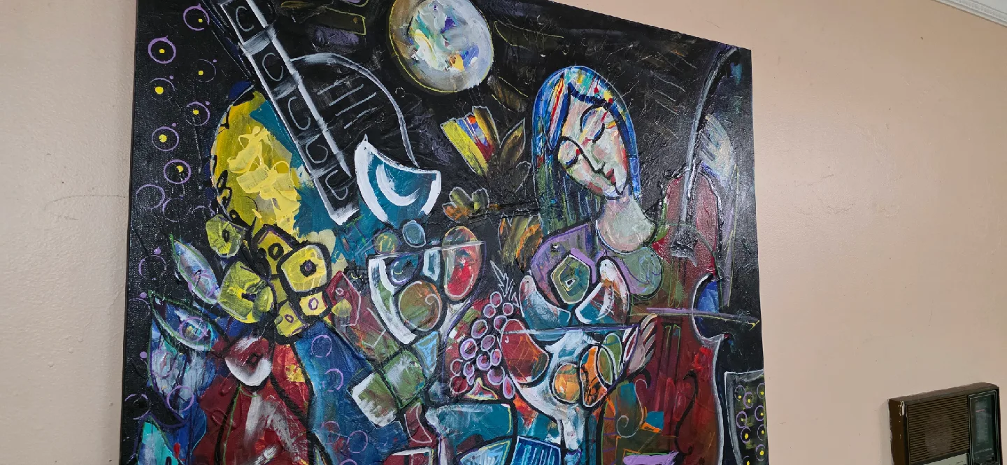 Original hand-painted painting by local artist cello player image indicator(4)