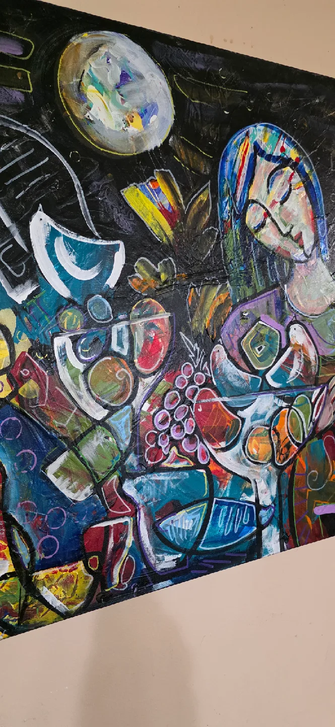 Original hand-painted painting by local artist cello player image indicator(5)